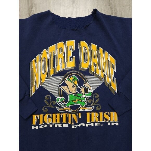 Vintage Notre‎ Dame Sweatshirt 90s Fightin' Irish Distressed Mens Medium - Picture 3 of 8